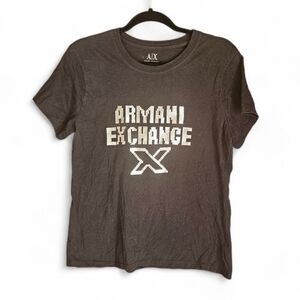 Armani Exchange (A|X) Black Rhinestone Studded Logo Tee - Size XL